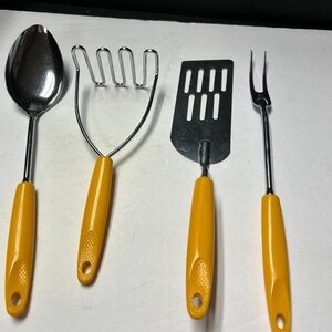 Yellow Handle Stainless Steel Kitchen Tool Set - 4 Piece